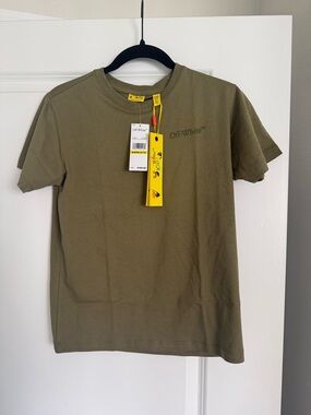 Off-White Olive Green Short-Sleeve Logo Tee